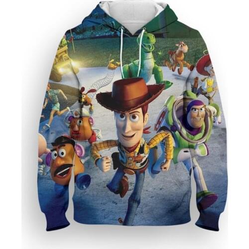 Mens Oversize Hoodie Disney Movie Toy Story 3D Print Womens Sweatshirt Fashion Cartoon Anime Clothes Children Tops