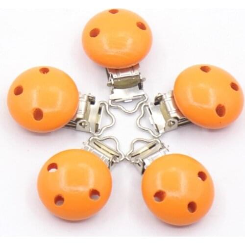 UXDXU 5-piece orange wooden teether dummy clip (2.9 * 4.6 cm) Diy pacifier clip baby care accessories can chew clip baby teether