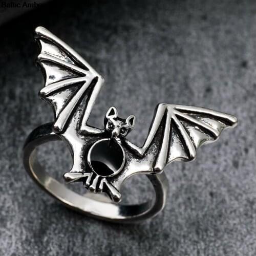 Gothic Vampire Bat Vintage Witch Ring Victorian Pagan Jewelry For Women Dropshipping In Stock