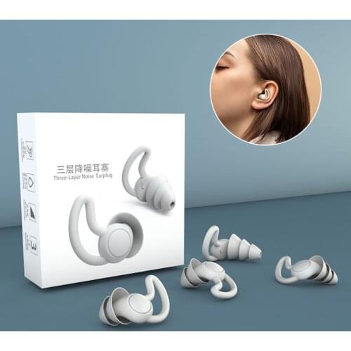 1 Pair Earplugs Protective Ear Plugs Soft Silicone Grey Black Anti-noise Earphones Protector for Travel Sleep and Snoring