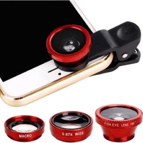 3 in 1 Mobile Phone Lens Fish Eye Lens Super Wide Angle Macro Camera Lens Kit with Clip For iPhone Samsung Xiaomi Smart Phones