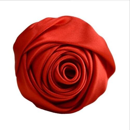 50 pieces 5.5cm Satin Ribbon Silk Rose flower Wedding flower bride bouquet boutonniere Headware Kids Hair Christmas Accessories