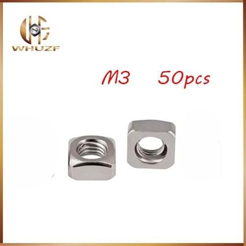 50pcs/lot High Quality 304 Stainless Steel A2-70 M3 Square Nut free shipping