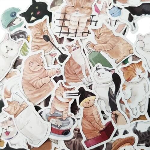 52pcs/set cute cat waterproof sticker DIY scrapbooking base collage mobile phone computer happy planner decoration sticker