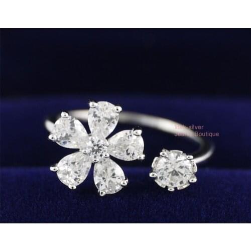 925 Sterling Silver CZ Flower Charming Knuckle Mid Pinkie Toe Ring Women A3459