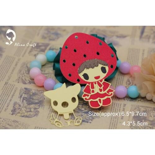 AlinaCraft METAL CUTTING DIES 2pc strawberry girl dog knife mold Scrapbooking PAPER CRAFTER album card punch embossing stencils