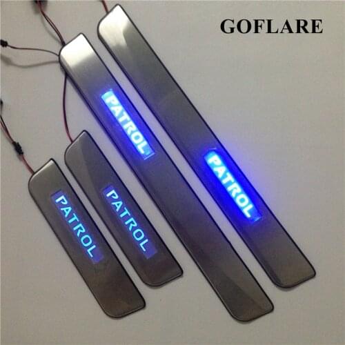 Car stying for Nissan Patrol Y62 2014 2015-2019 illuminated sill thresholds accessories led auto door sill scuff plates covers