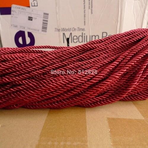 100 Meters 5mm Wine Red/Burgundy/Maroon Color Decorative Polyester Twisted Cords 20 Colors Available
