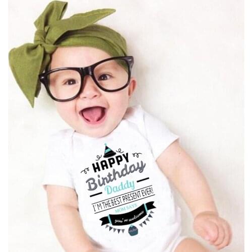 Baby Rompers Cotton Infant Body Short Sleeve Clothing Baby Jumpsuit Happy Birthday Daddy Printed Baby Boy Girl Clothes