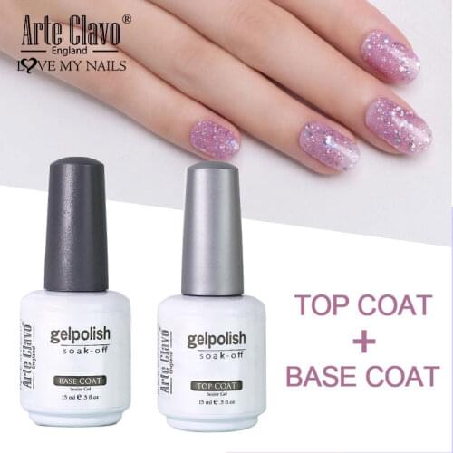 Arte Clavo Top Base Coat Set Nail Gel Polish Gray Blue UV LED Soak Off Semi Permanent Hybrid Varnish 15ml Gel Polish Kit Nail