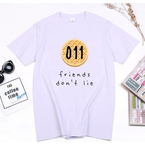 Friends Dont Lie Printed Tshirt Women Casual Stranger Things 3 Short Sleeve Funny Tops Kawaii Cartoon Vintage Female Clothing