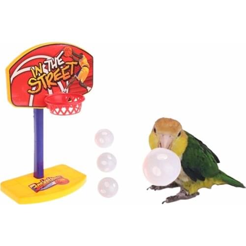 Pet Bird Toys Chew Parakeet Parrot Basketball Hoop PropTrick Prop+ 3pcs Balls