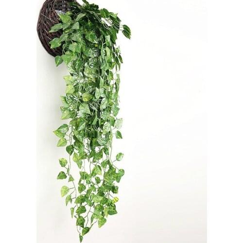 2Strings 90cm Artificial Green Ivy Creeper Grape Leaves Vine For Home Garden Wedding Decoration Wall Hanging Fake Plants Rattan