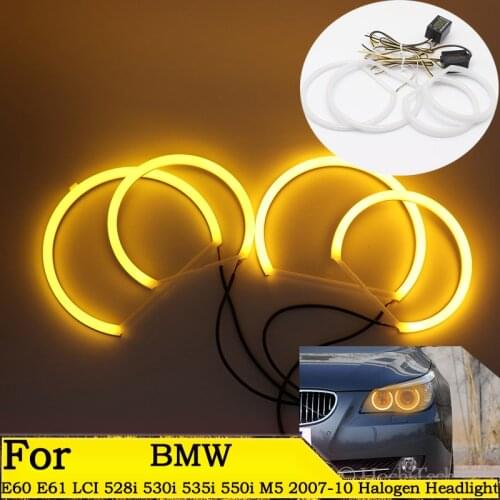 SMD Cotton Light Switchback LED Angel Eye Halo Ring Kit For BMW E60 E61 LCI 528i 530i 535i 550i M5 2007-2010 Halogen Headlight