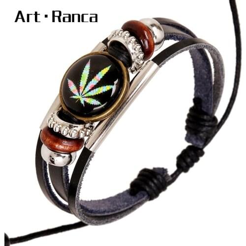 Maple Leaf Style Time Fashion Handwoven Leather Bracelet