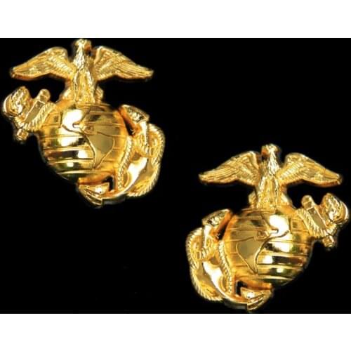 Beautiful PAIR USMC US MARINE CORPS MARINES EMBLEM INSIGNIA COLLAR BADGE