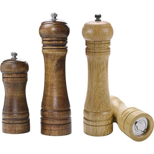 High Quality Oak Wood Pepper Spice Mill Grinder Set Handheld Seasoning Mills Grinder Ceramic Grinding Core BBQ Kitchen Tools Set