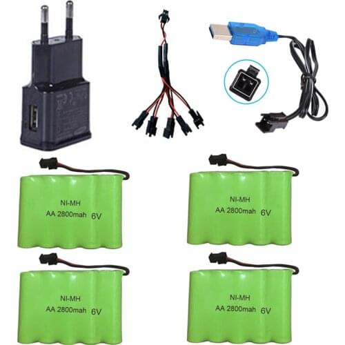 6V 2800mAh Ni-MH Battery With 5in1 USB Charger For Remote Control Toys Lighting Electric Tool 1.2V*5pcs AA Group RC TOYS Battery