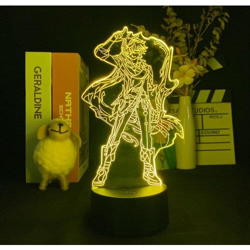 Smart Phone Control Game Genshin Impact Tartaglia 3D Night Light Home Bedroom Bedside Lamp Book Lamp Reading Lamp APP Control