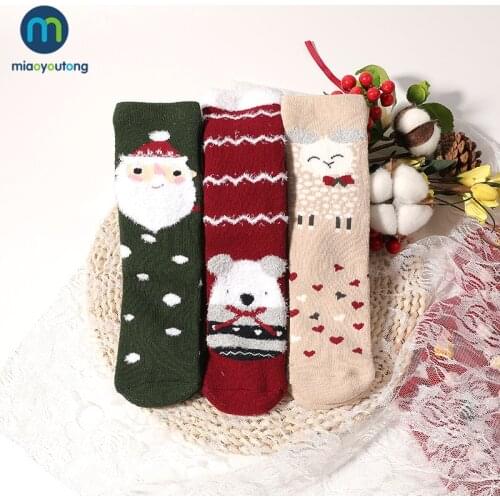 3 Pairs/Lot Christmas Coral Fleece Socks Merry Christmas Decorations For Home Cristmas Ornaments Xmas New Year Miaoyoutong
