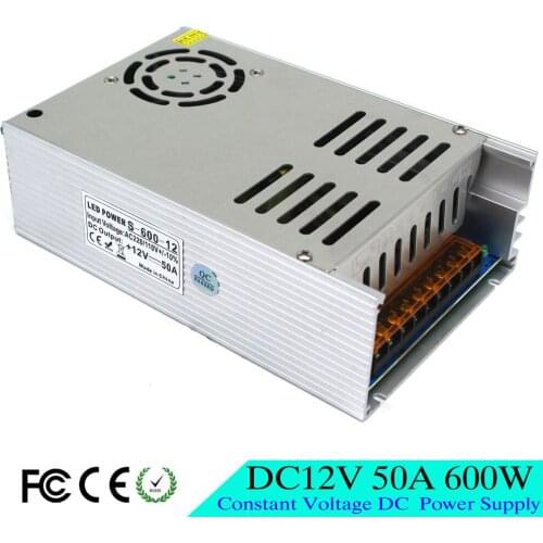 New Model Power Supply DC12V 50A 600W Switching Power Adapter Driver for LED Strip AC 110 220V Input to DC 12V SMPS