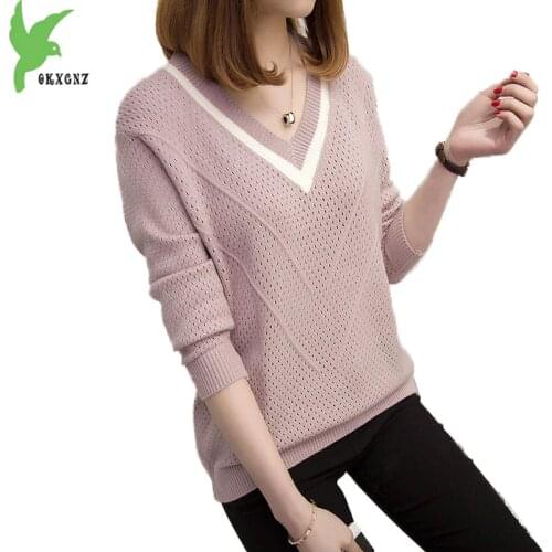New V-neck sweater women spring autumn thin pullover Knitted sweaters female Long sleeve Bottoming sweaters Plus size tops 2192
