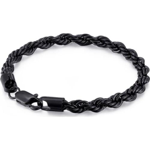 Wholesale 10pcs/Lot 6mm 316l Stainless Steel Twist Chain Bracelet Jewelry with Lobster Claw Clasps