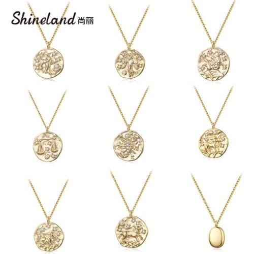 Shineland Fashion Europe and America Animal Portrait Punk Pendant Necklaces For Women Gift Vintage Coin Statement Jewelry Summer
