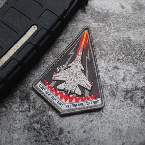 J15 Flying Shark Carrier-based Aircraft Embroidery Patch Throw Away Illusions Prepare To Fight Tactical Armband Military Badge