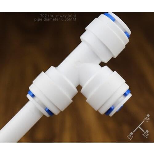 Fit 1/4" 6.35mm OD Tube Tee 3 Ways Food Grade POM Quick Fitting Connector For Aquarium RO Water Filter Reverse Osmosis System