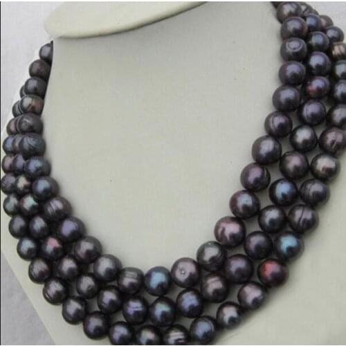 Stunning 11-12MM NATURAL TAHITIAN BLACK PEARL NECKLACE 50 inch