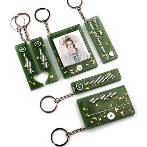 Crystal Resin Silicone Epoxy Film with Music Player Voice Lovers Love Keychain Epoxy Mirror Jewelry Silicone Mold
