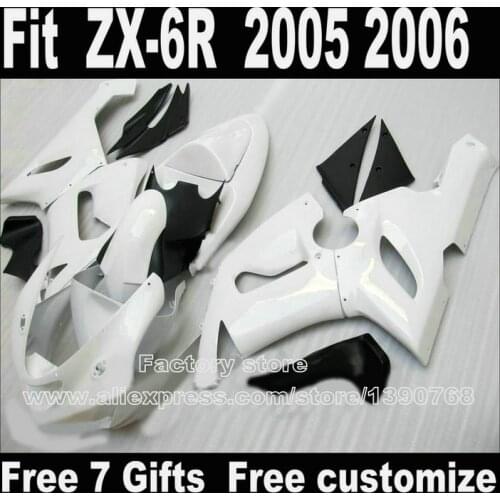 Lowest Price Body Kit For Kawasaki ZX6R Fairings 2005 2006 White Black ZX-6R 05 06 Ninja 636 Fairing Kits DT2+7gifts