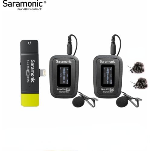 Saramonic Blink500 Pro Ultracompact 2.4 GHz Dual-Channel Wireless Microphone for IOS Android Smart Phone Vlog Record Audio Live