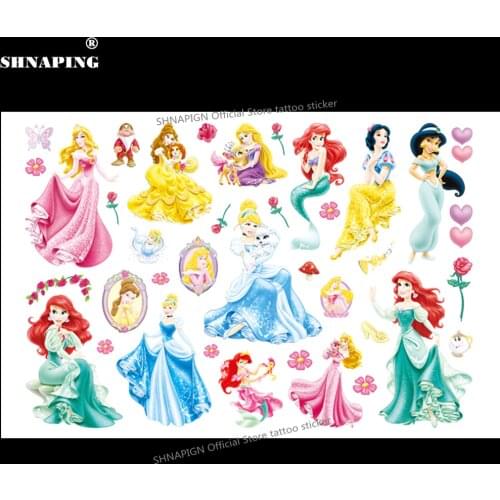 SHNAPIGN snow White Children Cartoon Temporary Tattoos Sticker Fashion Summer Style Elsa Waterproof Girls Kids Boys Hot