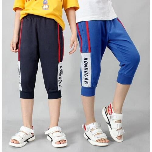 IENENS Summer Shorts Sports Capris Children Cotton Mid Pants Soft Shorts Kids Baby Boy Running Knee Length Trousers