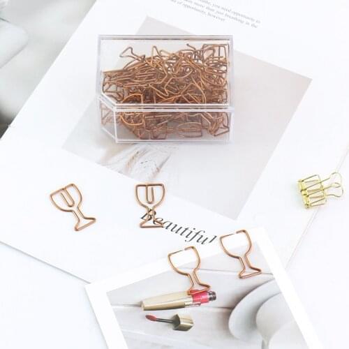 Wine Cup Modeling Paper Clip Rose Gold Cute Metal Paper Clip Paperclip Metal Clip Paper Clips Decorative Cute Paper Clips