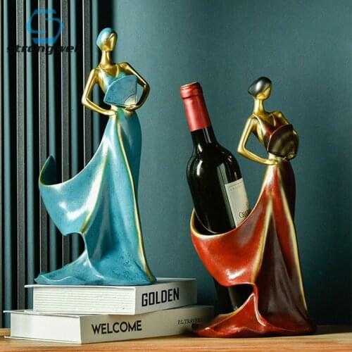 Strongwell Ins Beauty Wine Holder Home Decoration Crafts Resin Wine Holder Bookcase Entrance Decoration Ornament Business Gift