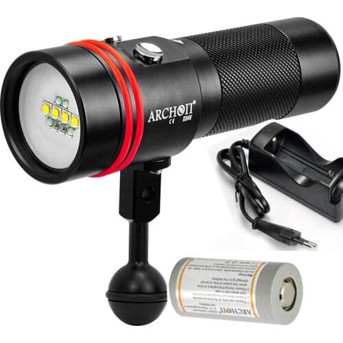 ARCHON W40V D34V video light under photography light UV RED light torch 2600LM 100meter waterproof + 32650 battery +charger