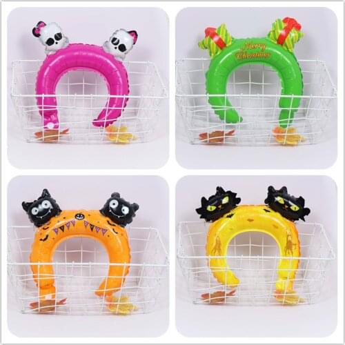 20PCS Navidad Air Balloons Christmas decorations Hair Clasp globos Santa Claus Snowman head band New year head wear gifts