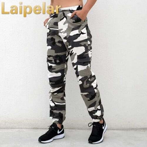 Laipelar Women Camouflage Pants Casual Pink Camo Sweatpant Fashion Gray Orange Camo Pants High Waist Loose Ladies Trousers