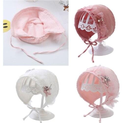 1Pc Lace Newborn Cotton Kids Hat Baby Princess Cap Infant Baby Bonnet Summer Sun Hat