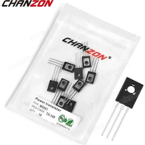 10Pcs BD681 TO-126 Power Transistor Bipolar Junction BJT Powerful Triode Tube Fets DIP 4A 100V Integrated Circuits