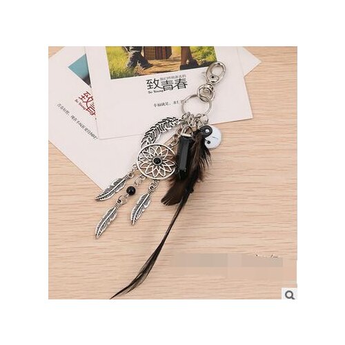 10pcs/lot bohemian style woman feather keychain lady fashion Boho Jewelry Gift Feather Leaf Car Key Rings