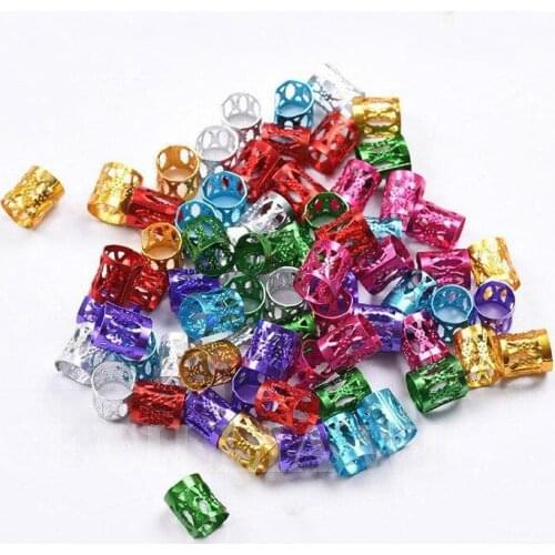 100PCS Hair Braid Beads Dreadlock Bead Dreads Decoration Pendants Aluminium Alloy Braiding Hair Ring Tubes Extension Accessories