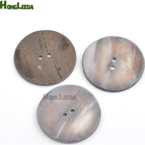 15pcs Shell Buttons 35mm 1.4inch Big Natural shell buttons 2-hole GREY mother of pearl buttons decoration SHELL007