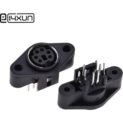 2PCS/Lot MDC Socket DIN Jack Connector Mini PS2 6Pin 6P with Fixed Hole Mouse Keyboard S Terminal Connectors