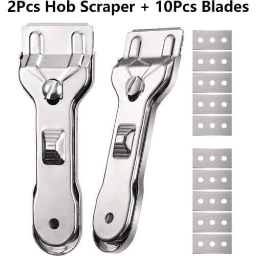 2PC Multifunction Glass Ceramic Hob Scraper Cleaner Remover With 10pcs Blade For Kichen Cleaning Oven Cooker Tools Utility Knife