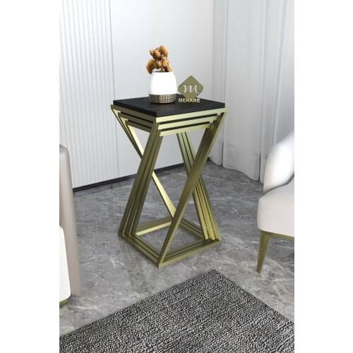 3 pcs coffee table Desing Gold Sand Clock Zigon Coffee Table Black Marble look