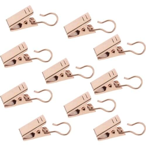 30 x Shower Curtain Clips with Hook Gliding Hanging Clamp Hanger Hook, Clothes Peg 32mm Gold
